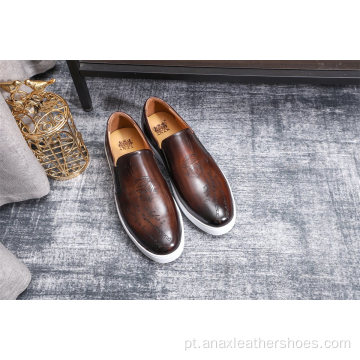 Sapatilha masculina de couro novo estilo sapatos casuais